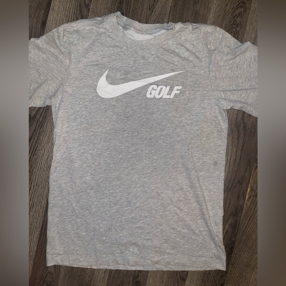 Nike Light Gray Tee with White Golf Logo - Picture 1 of 2